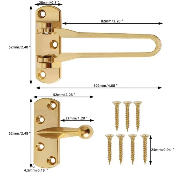 Source Unknown Gold Door Security Latch - Picture 5 of 5